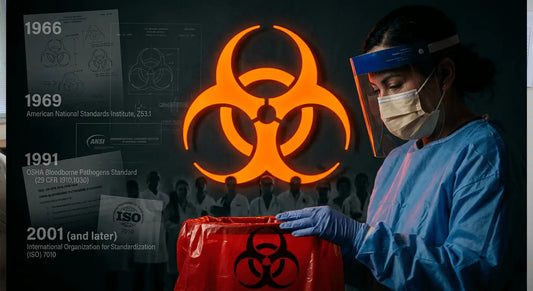 Healthcare professional following biohazard-symbol-and-OSHA-safety-rules for infectious waste handling