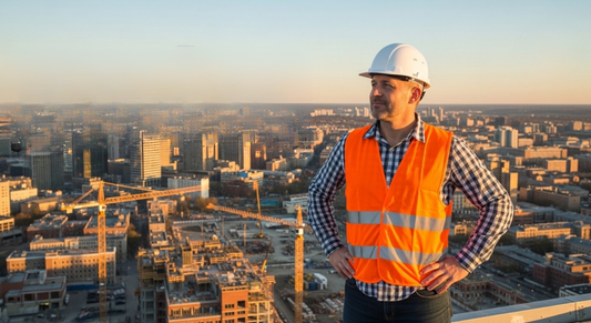 OSHA 30 Online certified construction professional overseeing a large-scale urban development