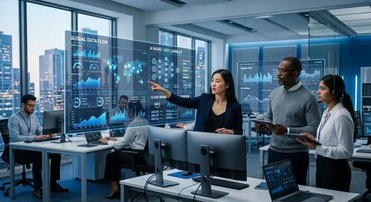 What is Data Governance: team reviewing enterprise data governance dashboards and analytics in a modern office