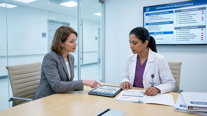 AI in Healthcare leadership meeting reviewing governance and risk assessment policies